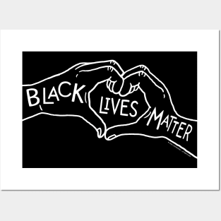 Black Lives Matters Heart Hand line Posters and Art